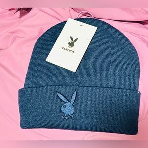 New Playboy Bunny Embroidered Logo Navy Winter Hat